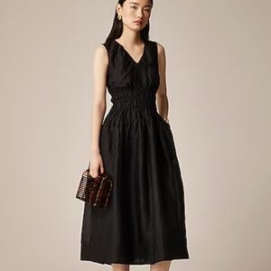 J.Crew Black Hyacinth V Neck Dress in Ramie